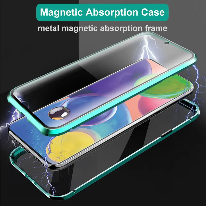 360° Pilnu Aizsardzību Magnētisko Metāla, Stikla Case For Samsung Galaxy S21 Ultra S20FE S10 S8 S9 Plus A12 A31 A50 A51 A32 A52 M21 M31