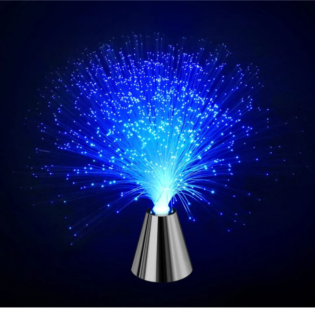 Sensoro Šķiedru Optikas Spuldzes LED Krāsa Mainās ar Konusveida Pamatni - Ledus Šķiedras Lampiņa ar Bateriju Darbināms - Nomierinoša Garastāvokli Nakts Gaisma