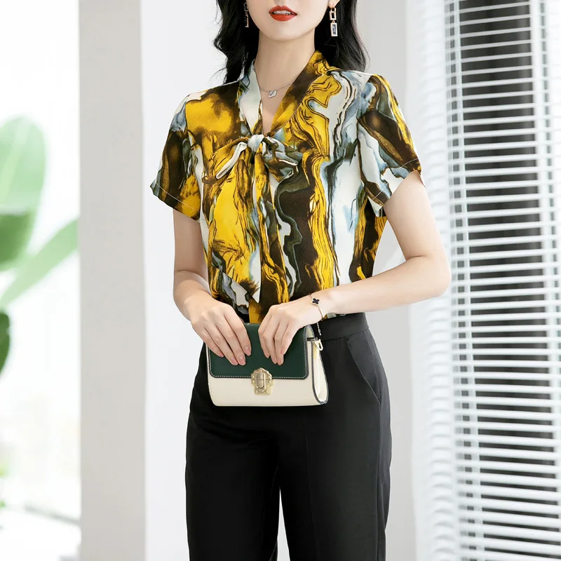 Lielajam Krekli, Sieviešu Blūzes, Tunikas Plus Lieluma Galotnēm korejas Vasaras Stila Apģērbu Šifona 5XL 6XL Gadījuma Jaunu Modes Bezmaksas Piegāde Attēls 1 