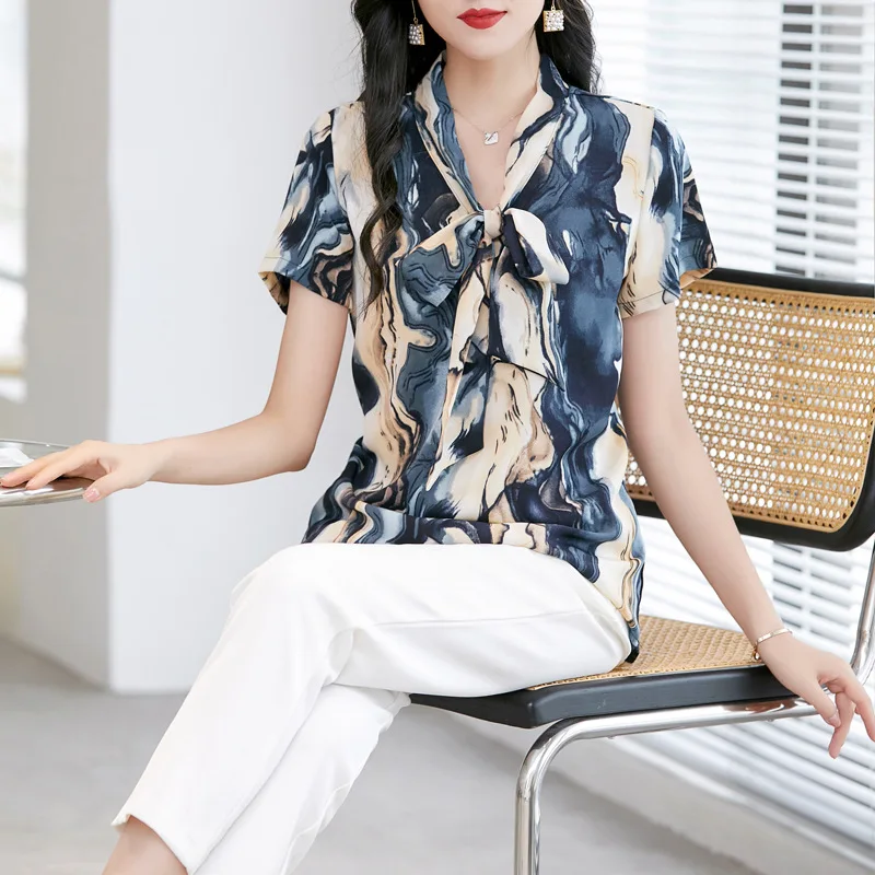 Lielajam Krekli, Sieviešu Blūzes, Tunikas Plus Lieluma Galotnēm korejas Vasaras Stila Apģērbu Šifona 5XL 6XL Gadījuma Jaunu Modes Bezmaksas Piegāde Attēls 2 