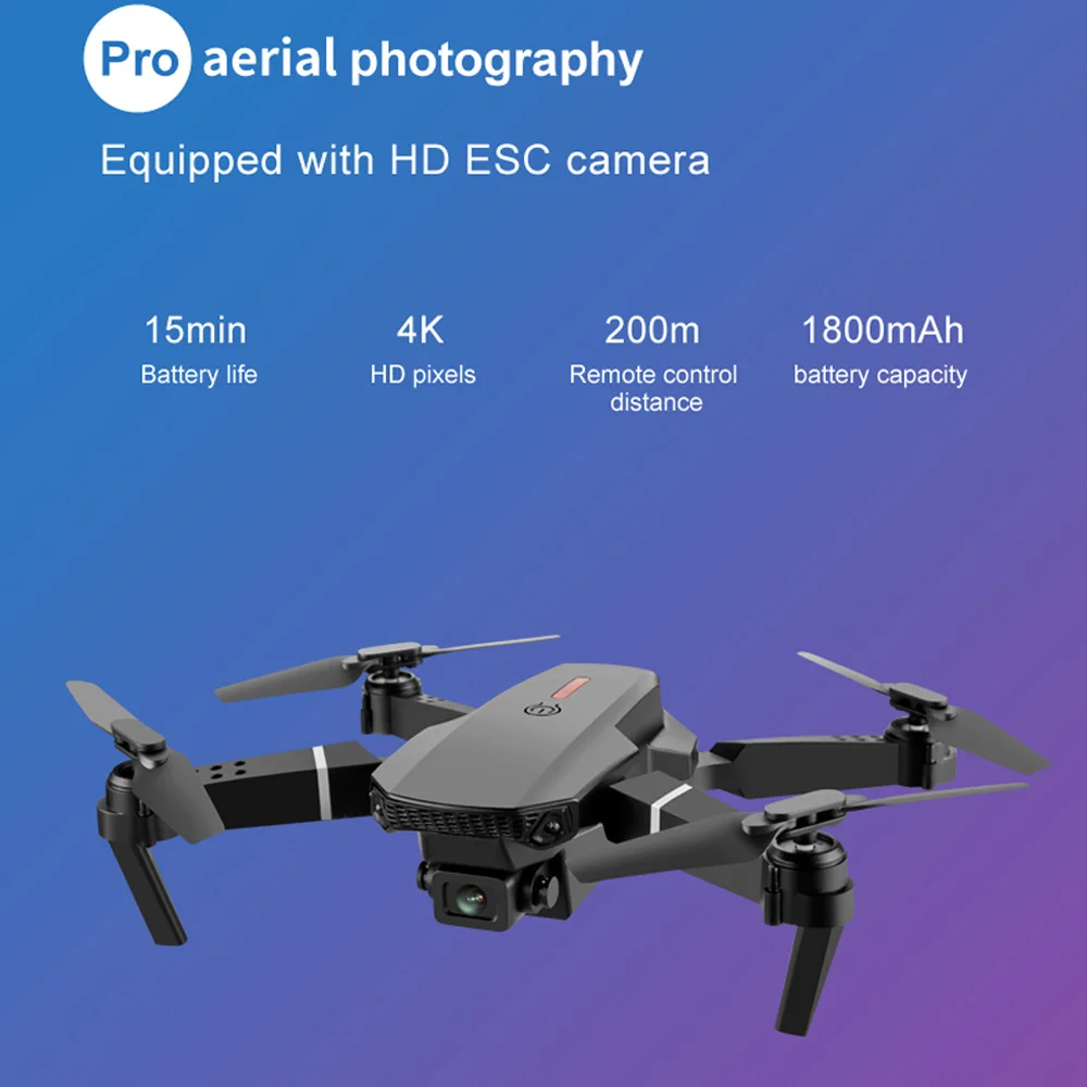 E88 Pro Dūkoņa 4K IZŠĶIRTSPĒJAS Dual Kameras Redzes Pozicionēšanas 1080P WiFi FPV Dūkoņa Jaunu 2021 Profesiju Augstuma Saglabāšanu RC Quadcopter
