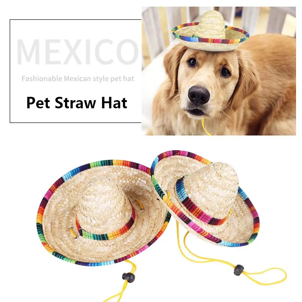 Mini Sombrero Pet Suns, Kaķis, Cepure, Regulējams Mini Meksikas Salmu Cepure Puse, Dzimšanas Dienas Piegādā Suns, Kaķis