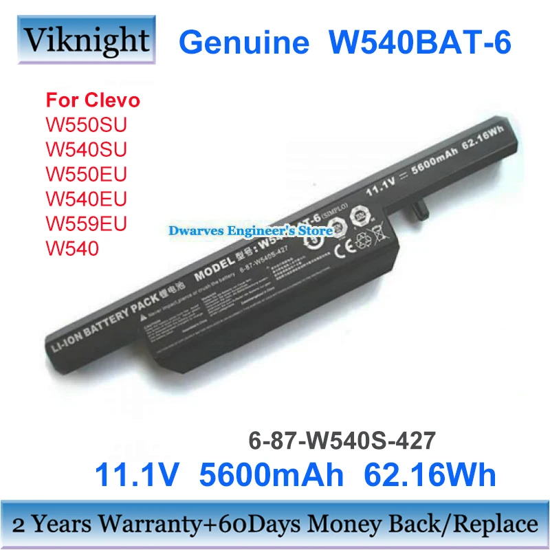 Sākotnējā W540BAT-6 Akumulatora Clevo W540 W540EU W54EU W550 W550EU W55EU Klēpjdatoru W540BAT-6 Akumulatora 5600mAh 62.16 Wh Augstas Kvalitātes
