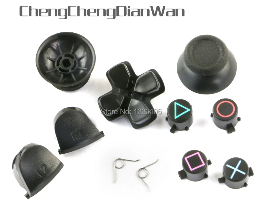 ChengChengDianWan 1set Black L2 R2 D pad thumbsticks pilns komplekts pogas ps4 kontrolieris