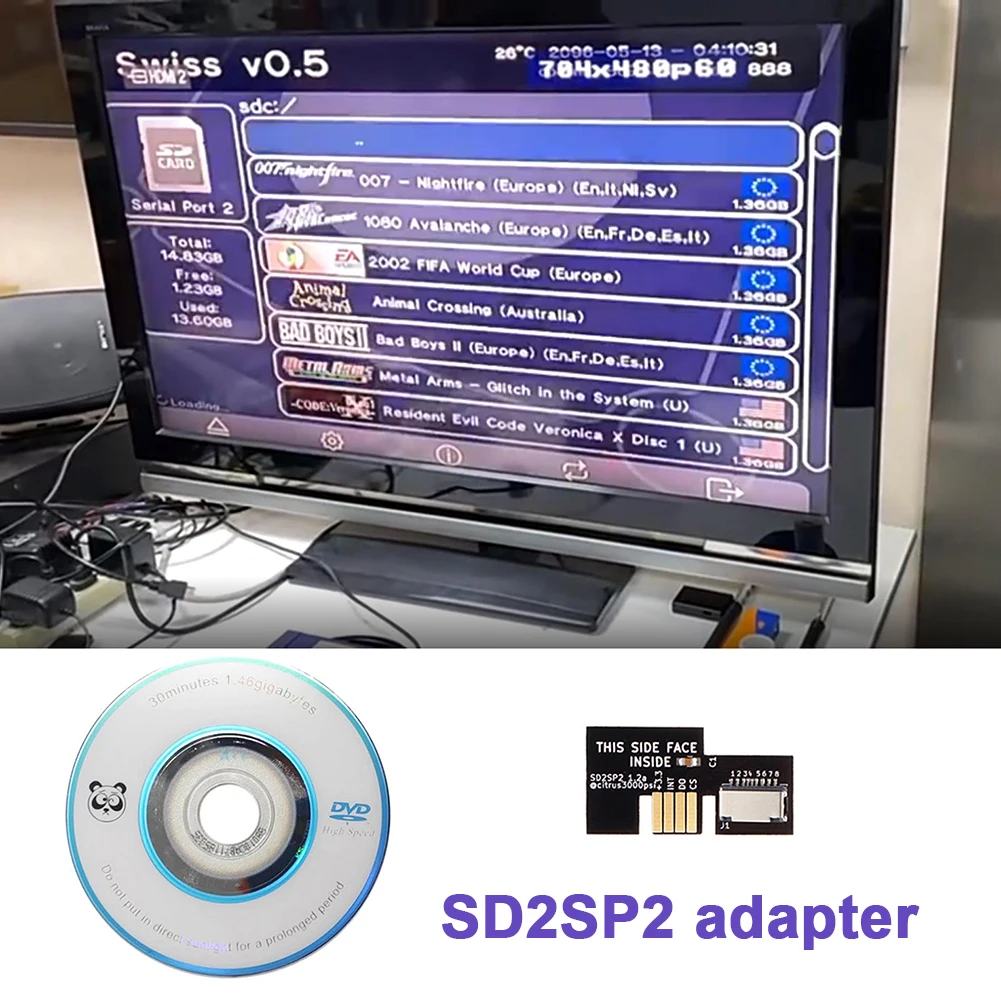 SD2SP2 Adapteris TF Karšu Lasītājs Nintendo Gamecube + Šveices Boot Disks Mini DVD Spēli Spēlē Piederumi