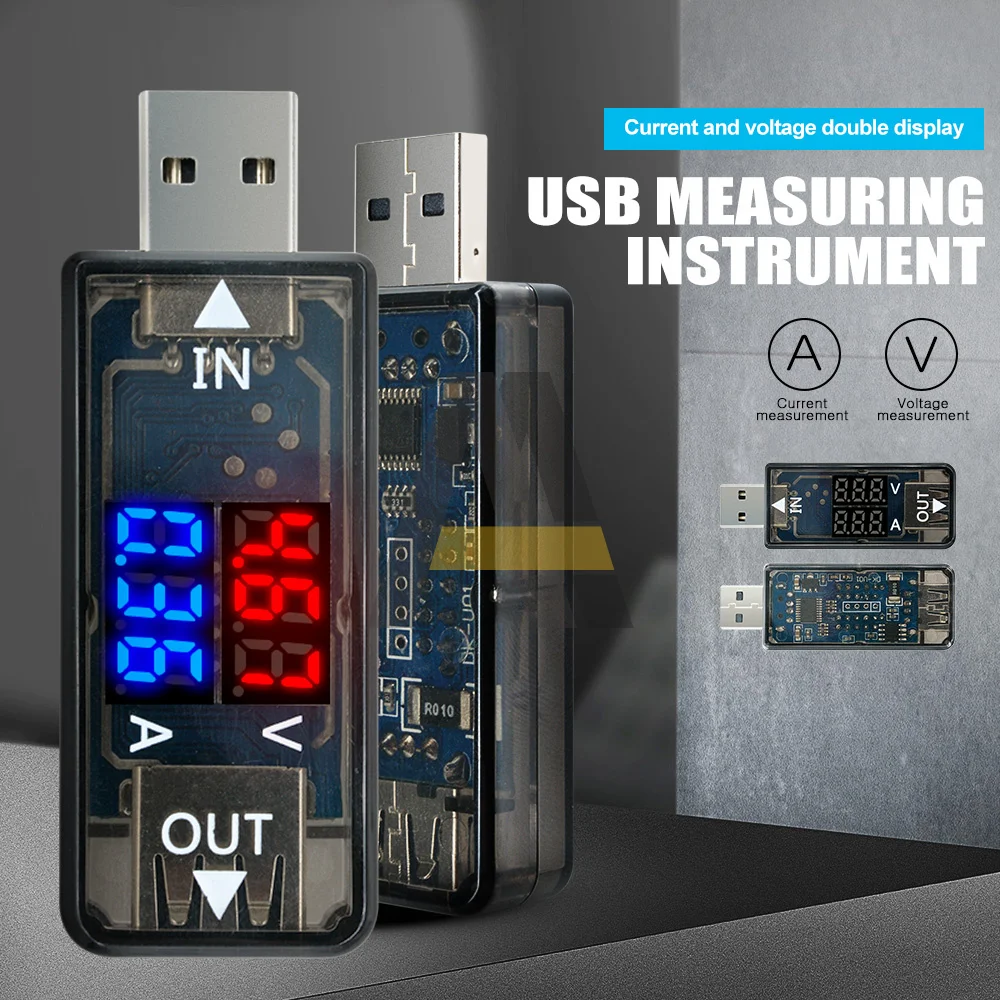 USB Voltmetrs Ammeter Strāvas Sprieguma Testeris LCD Digitālais Displejs Iet-ar Testera Mērījumu USB Voltmetrs Testeris Attēls 5 