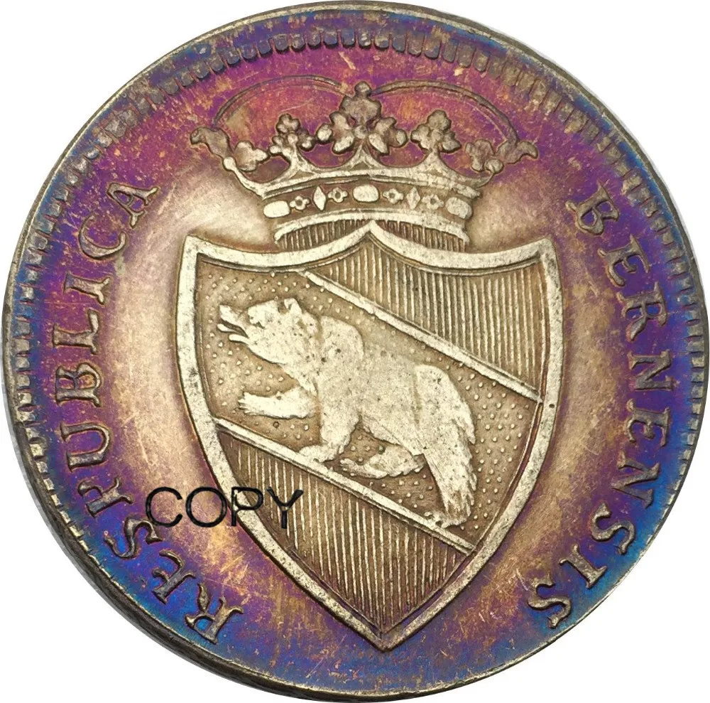Šveices Kantonos Bern 1 Dāldera 1797 Misiņš Ar Sudraba Pārklājumu Kopēt Monētas Reti Datums Kvalitāti Var Izvēlēties Dažādas Krāsas